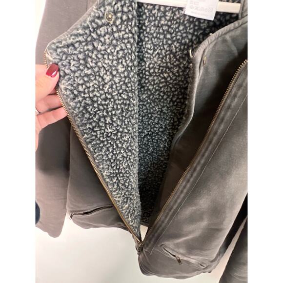 Vanessa Bruno Cotton Long Sleeve Fleece Lined Full Zip Moto Jackets Dark Brown 1 - Picture 7 of 8